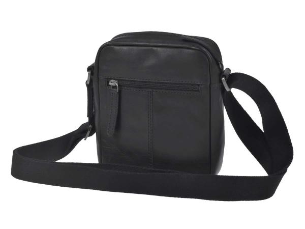 Leder Schultertasche "Pure Black"